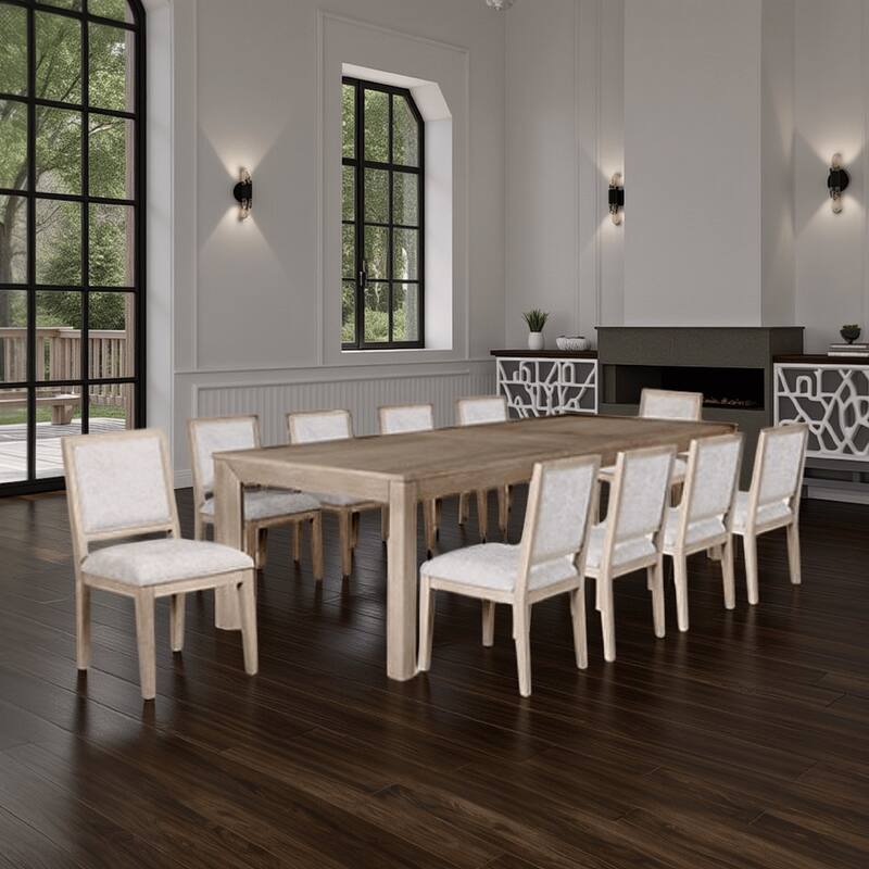 Kizie Dining Table, 94-118 Inch Extendable Top, Tawny Brown Rubberwood