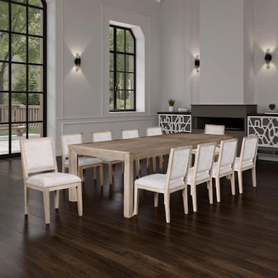 Kizie Dining Table, 94-118 Inch Extendable Top, Tawny Brown Rubberwood