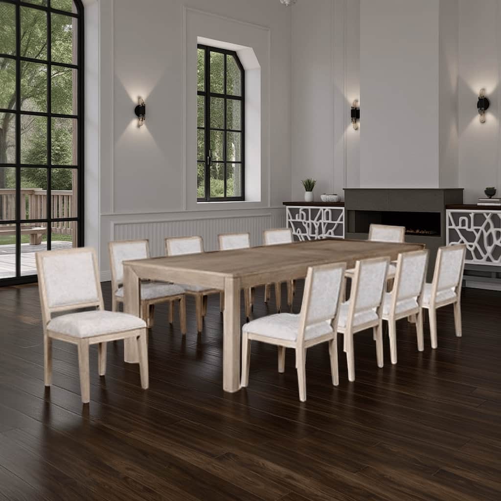Kizie Dining Table, 94-118 Inch Extendable Top, Tawny Brown Rubberwood