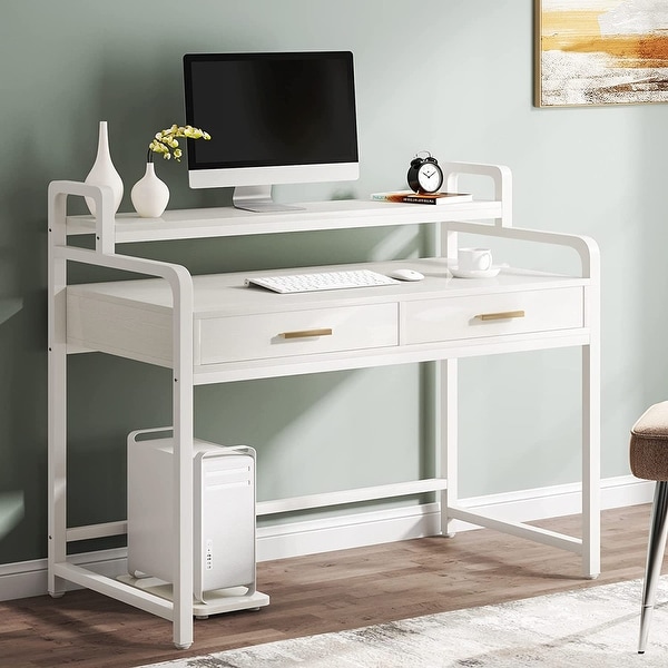 overstock white and gold desk