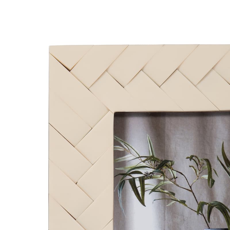 Sagebrook Home Woven Photo Frame, Contemporary Resin Ivory Decorative Picture Frame