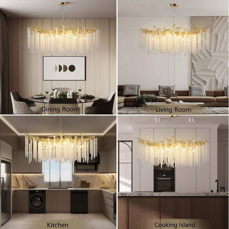 KAYLA 18-Light Crystal Chandelier, Luxury Round Tree Branches Chandelier