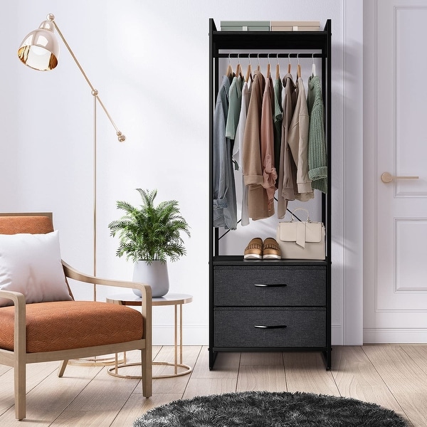 Bedroom with clothing rack hot sale