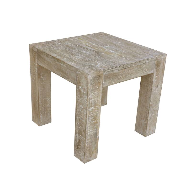 Balvan 24-inch Square Distressed Mango Hardwood End Table - Distressed New White Wash - Wood