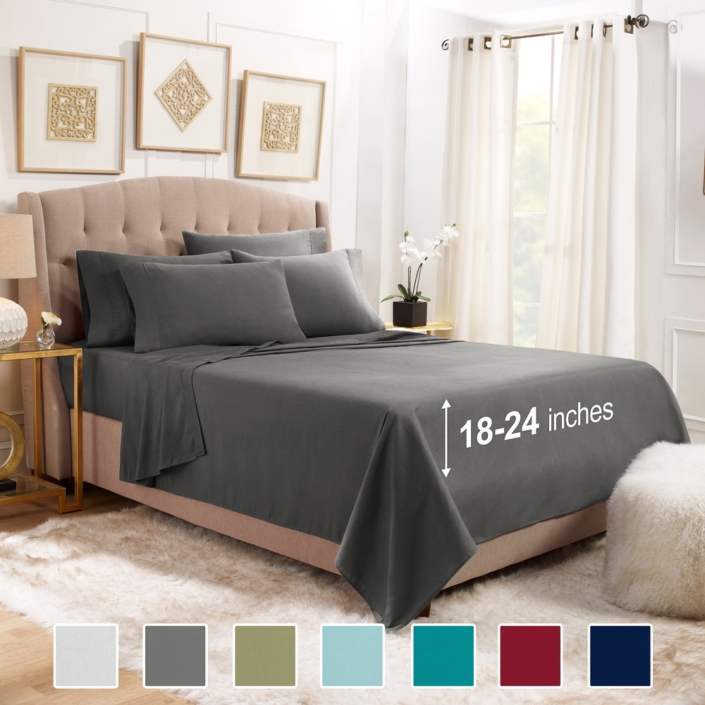 Luxury 1000 Thread Count Bed Sheets Set - 100% Cotton Sateen - Soft, Thick  & Deep Pocket by California Design Den - Gray, King