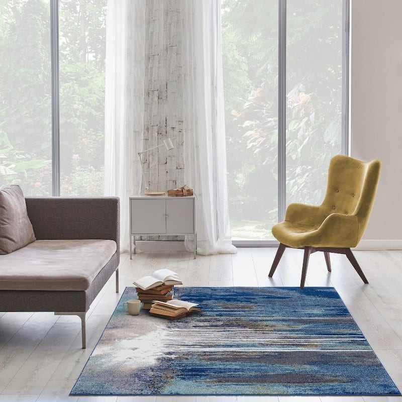 Luxe Weavers Beverly Collection Blue 8x10 Abstract Area Rug - 8' x 10'/Surplus