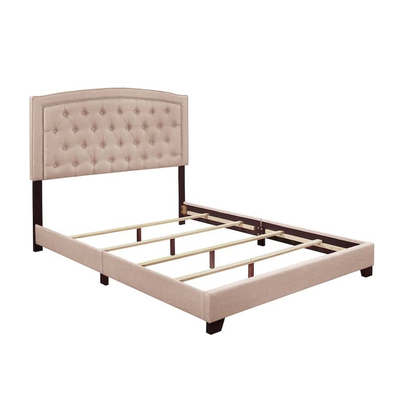 Chase Beige Fabric Upholstered Tufted Bed