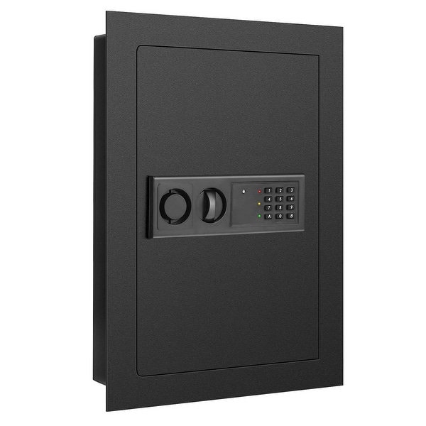 slide 2 of 10, Costway 0.8CF Digital Flat Recessed Wall Safe Home Security Lock Gun Black
