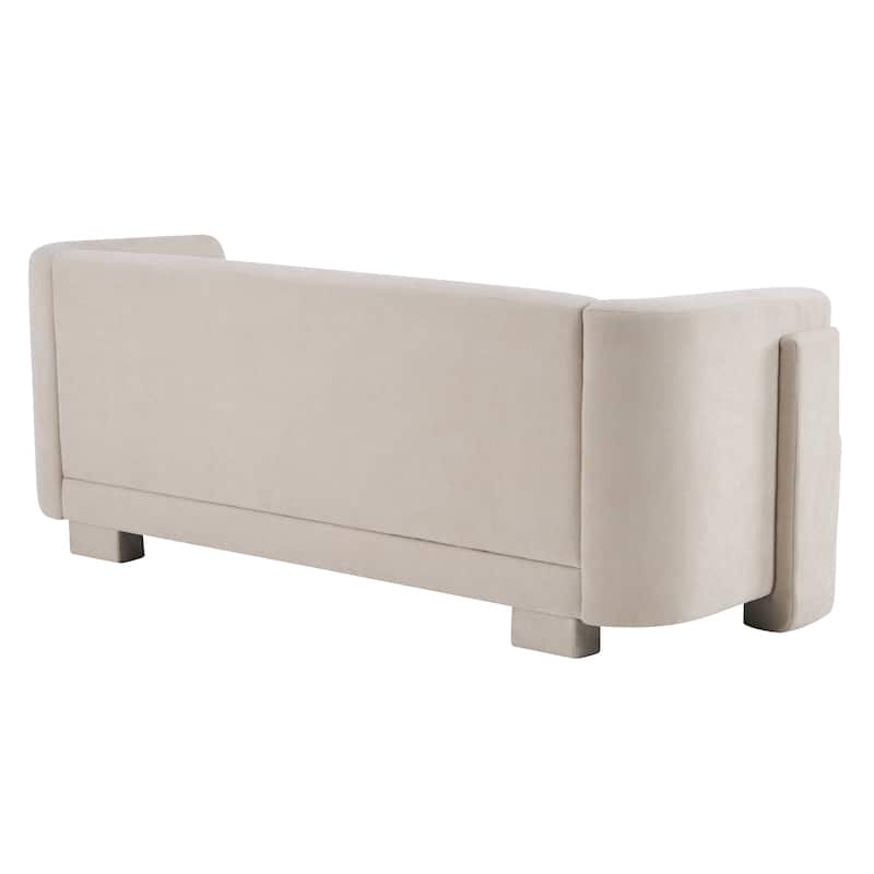 Christopher Knight Home - Modern Upholstered 77.56" 3-Seat Sofa with Geometric Block Arms