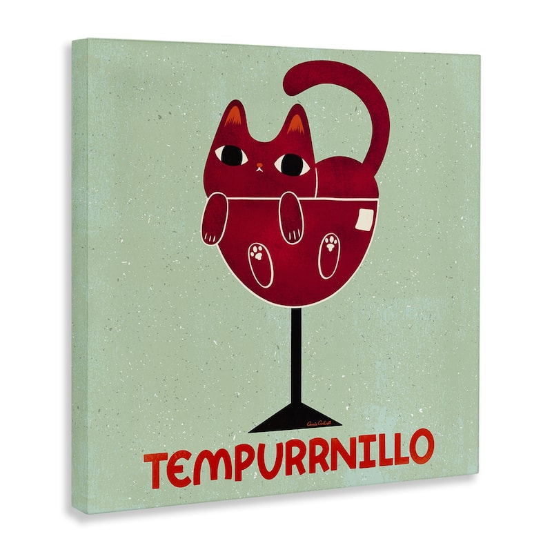 Stupell Tempurrnillo Cat Wine Canvas Wall Art Design By Carrie Cantwell