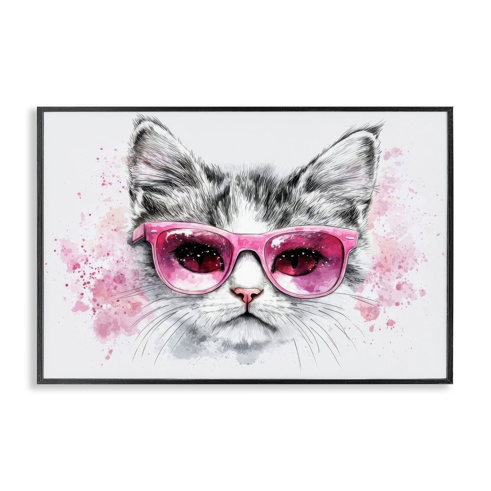 Stupell Cool Cat with Sunglasses Framed Giclee Art Design By LSR Creative Studio