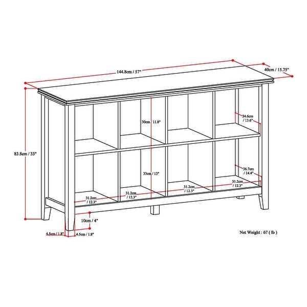 WYNDENHALL Stratford SOLID WOOD 57 inch Wide Transitional 8 Cube