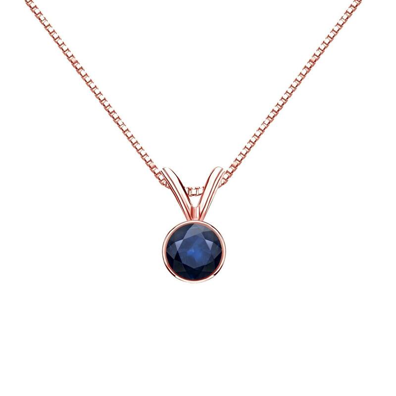 Auriya 14k Gold Blue Sapphire Solitaire Necklace 1/4ctw 6-Prong