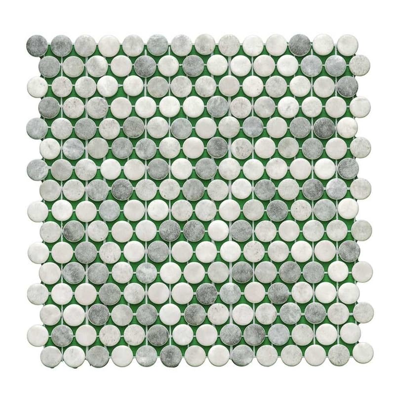 The Tile Life Eterna Penny 12x12 Round Glass Mosaic Floor, Wall & Backsplash Tile