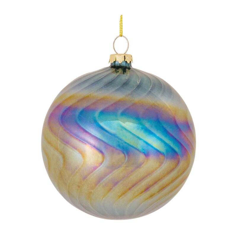 Pearl Finish Swirl Glass Christmas Ornaments 7" 180mm Multi-Color 6Ct