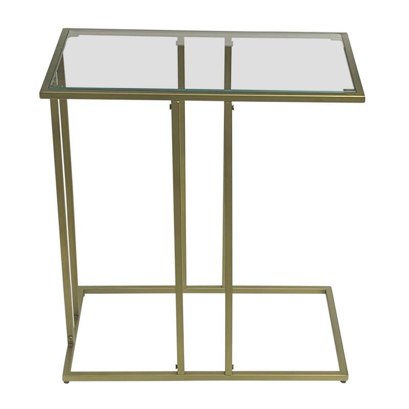 Tempered Glass End Table - 26" - Antique Gold Finish