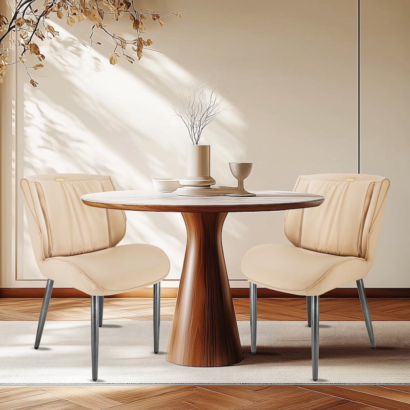 Upholstered Dining Chair Faux Leather Seat Side Chair