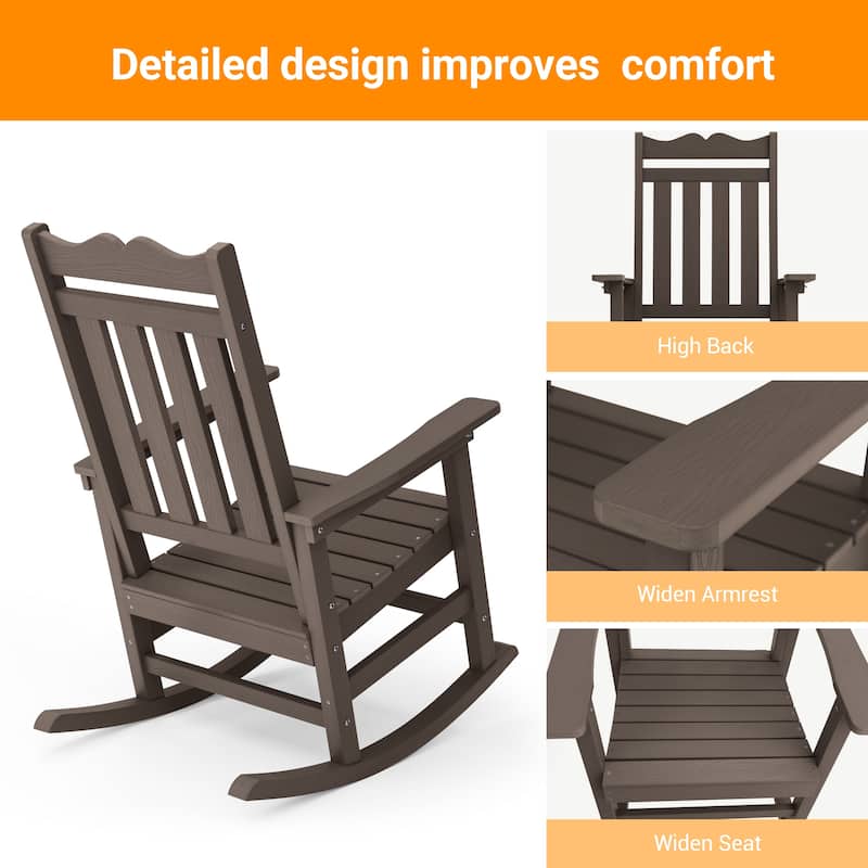 BONOSUKI Outdoor Adirondack Rocking Chair,Fire Pit Chair-Set of 2