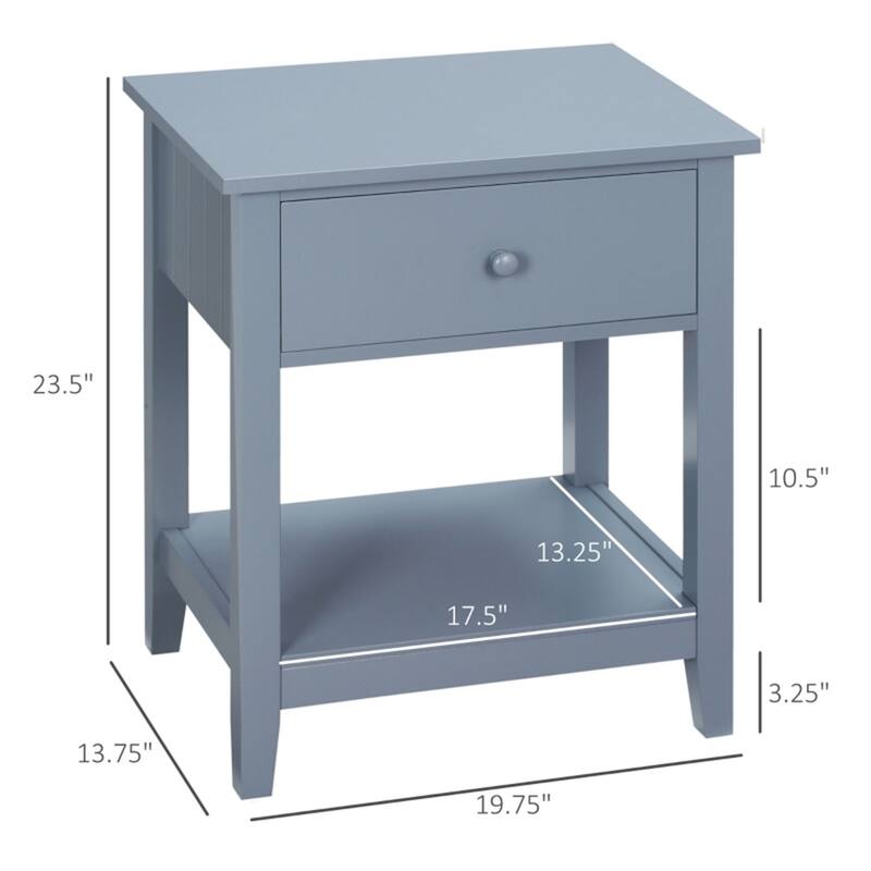 MDF Coffee Table with Drawer and Bottom Shelf - 19.75'' W x 13.75'' D x 23.5'' H
