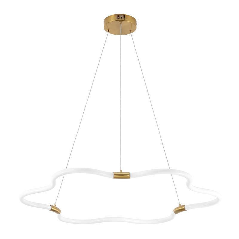 Vara 31.5" Contemporary Minimalist Metal/Acrylic Adjustable Dimmable Cloud Integrated LED Chandelier, by JONATHAN Y