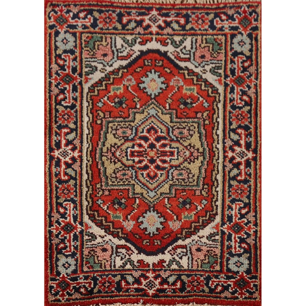 Heriz Serapi Indian Accent Rug Handmade Wool Carpet - 2'0" x 3'0"