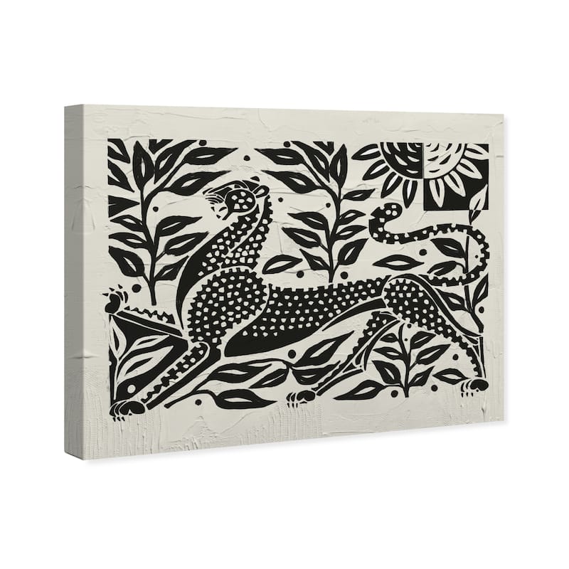 Wynwood Studio Canvas Animals Juggle Cat Imprint Black and Modern & Contemporary Wall Art Canvas Print