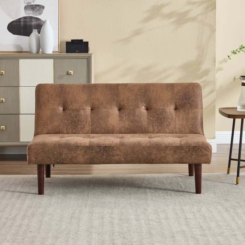 Foldable Sofa Bed with Adjustable Backrest, Charging Port, Coffee Microfiber