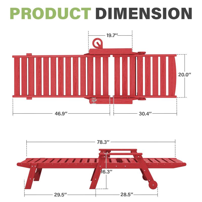 HDPE Frame Adjustable Backrest Patio Lounge Chair