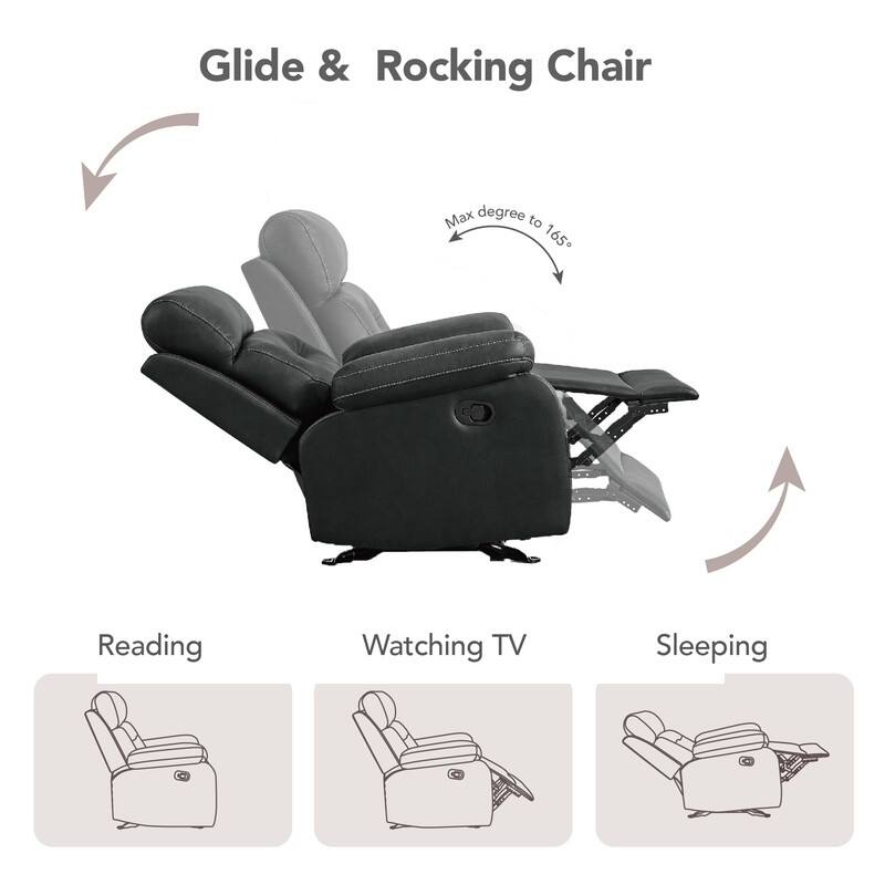 Spruce & Spring Lauren Manual Recliner Glider Rocker Chair for Living Room