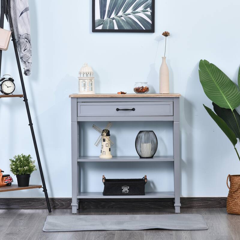 HOMCOM Retro-Styled Sofa Console Entry Hallway Table with Multifunctional Design, Durable Build, & Large Storage