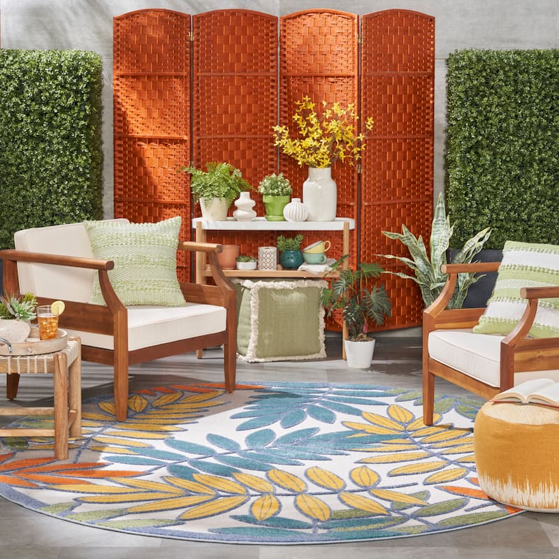 Nourison Aloha Leaf Print Vibrant Indoor/Outdoor Area Rug