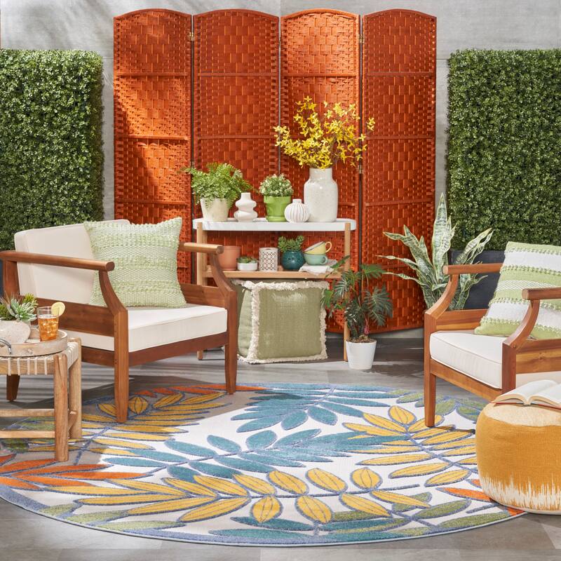 Nourison Aloha Leaf Print Vibrant Indoor/Outdoor Area Rug