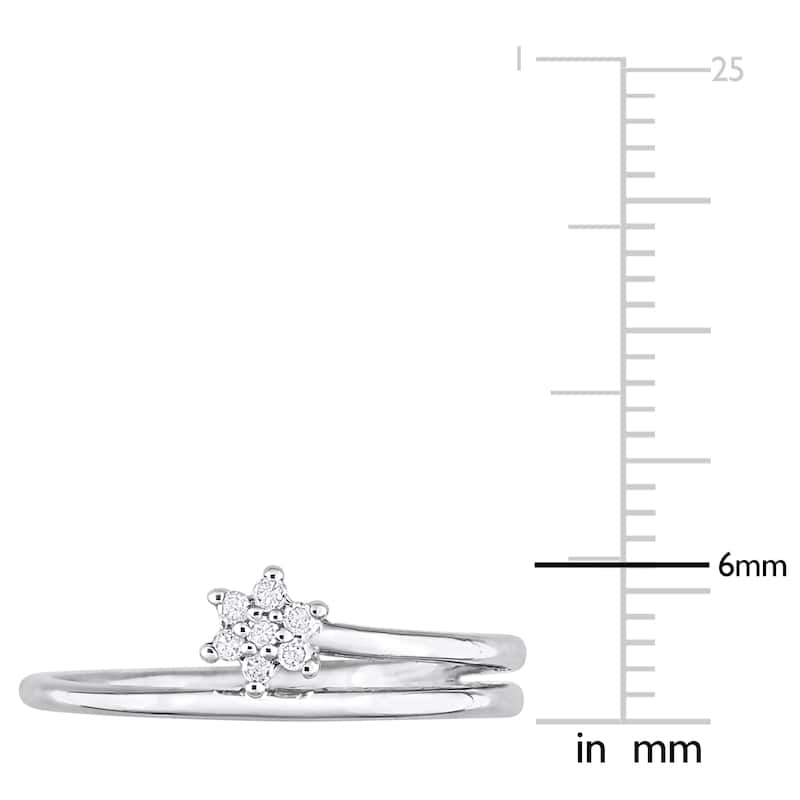 Miadora Diamond Accent Floral Promise Ring in Sterling Silver