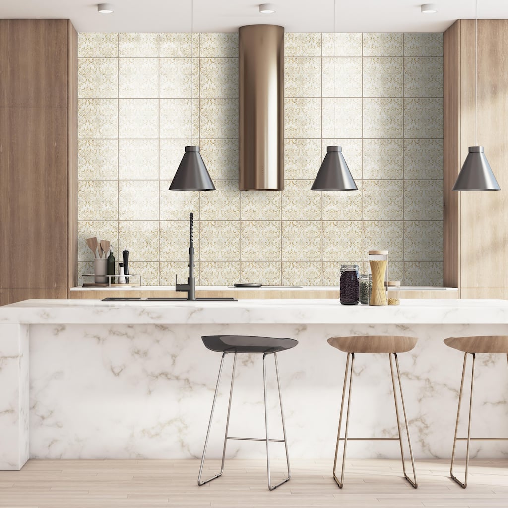 Merola Tile Milano Decor Daman Beige 7-7/8" x 7-7/8" Ceramic Wall Tile