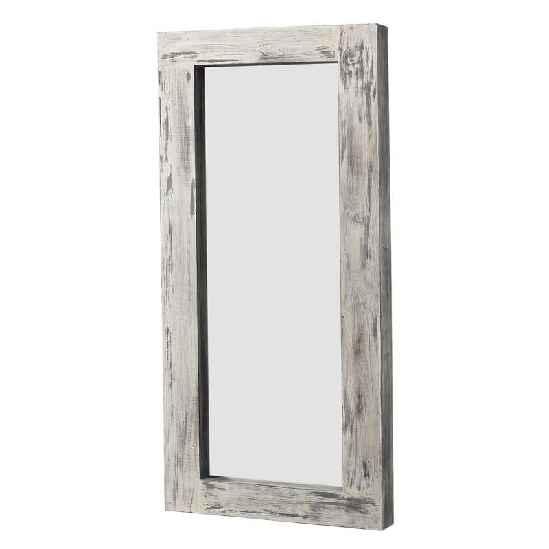 Farmhouse Rectangular Solid Wood Framed Full Length Leaning Mirror
