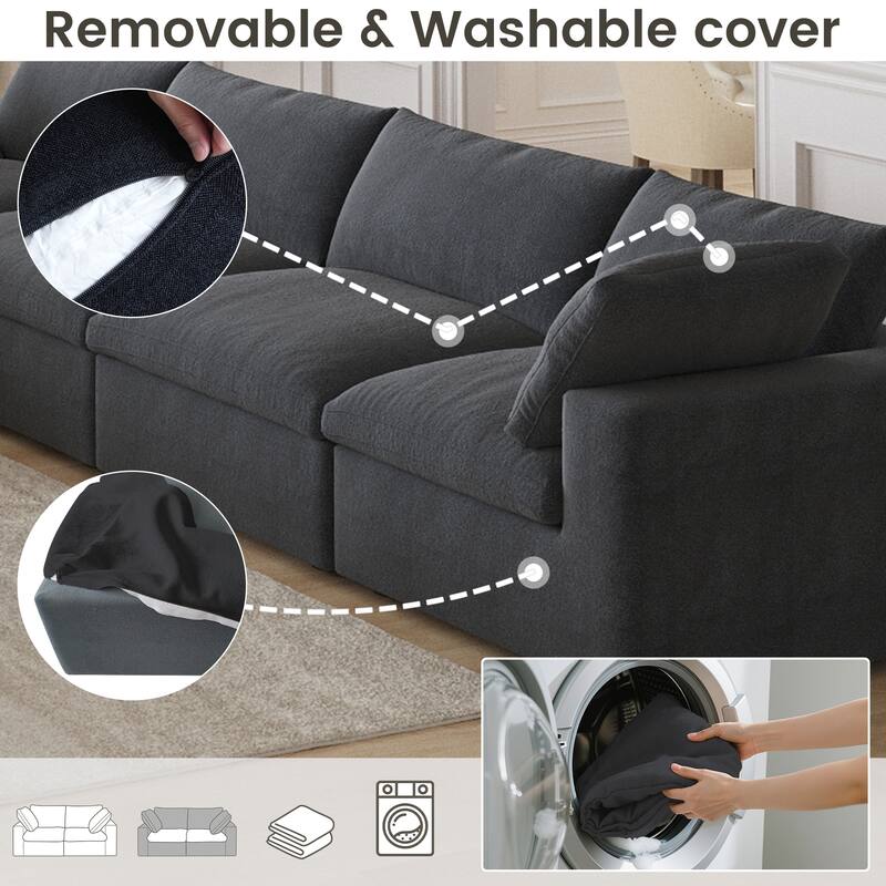 Cloud Couch Modular Sectional Sofa Oversized Down Filled Corner 7 Seater L-Shaped Couch with Ottoman for Living Room Set