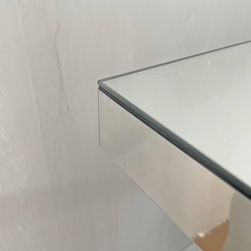 Modern Mirrored 39.37" Console Table, Glass Sofa Table with C-Shaped Base for Stylish Living Room Decor