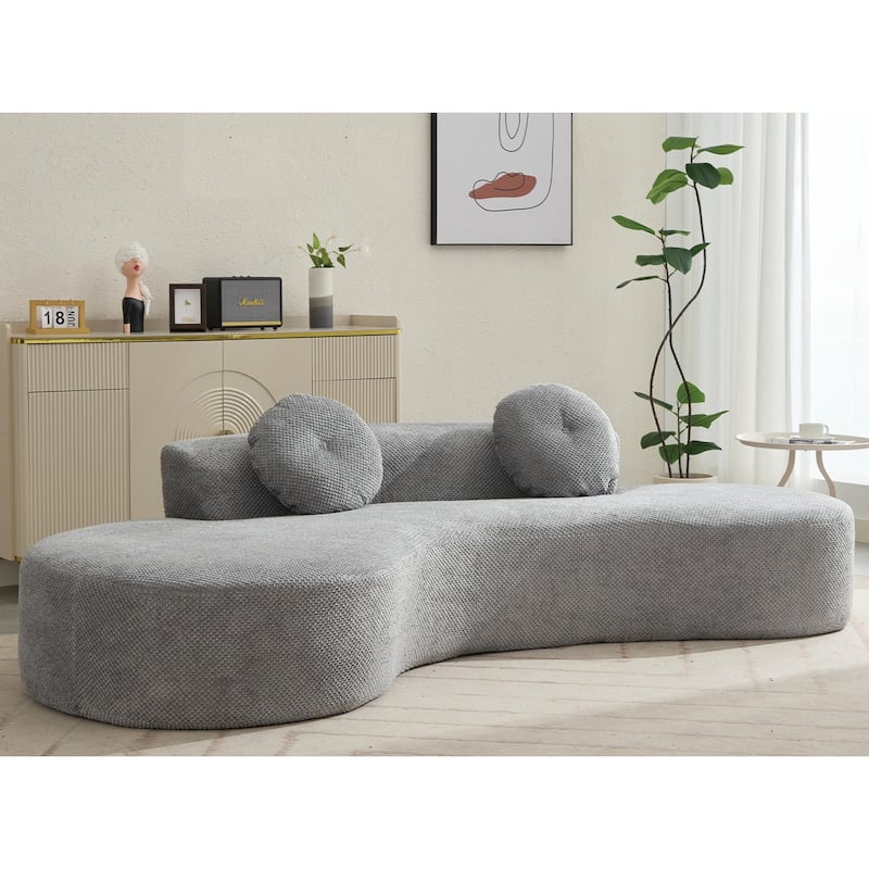 Gray Corduroy Cloud Sofa with Pillows