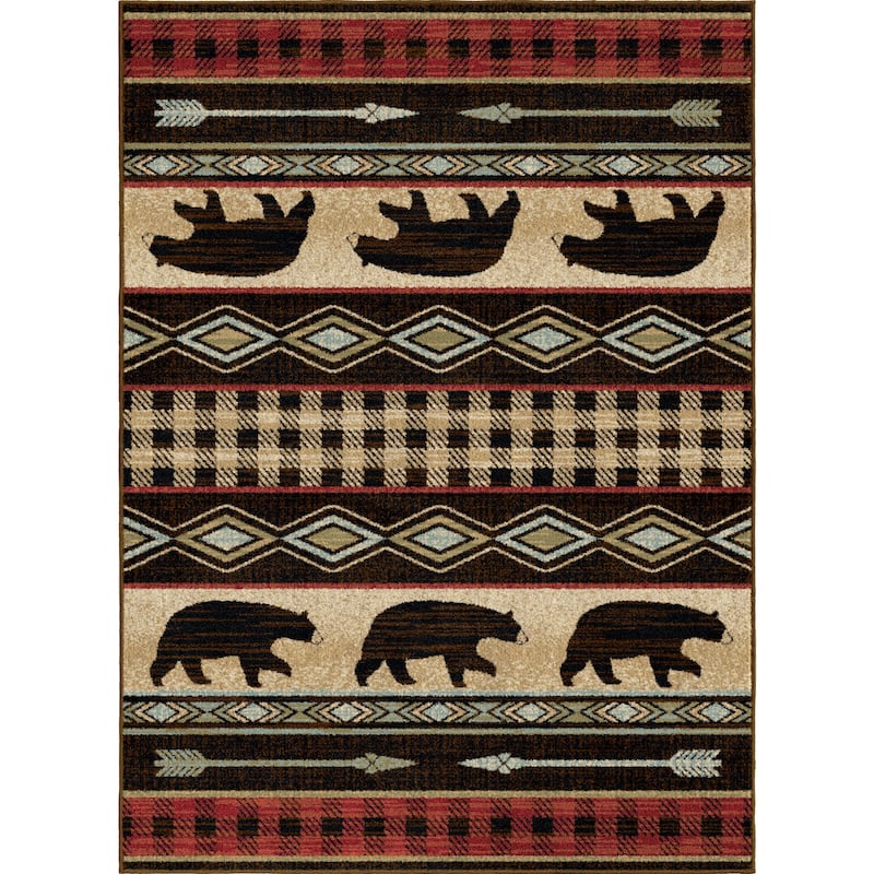 Lodge King Bear Plaid Rug - 2'3"x3'3" - Red