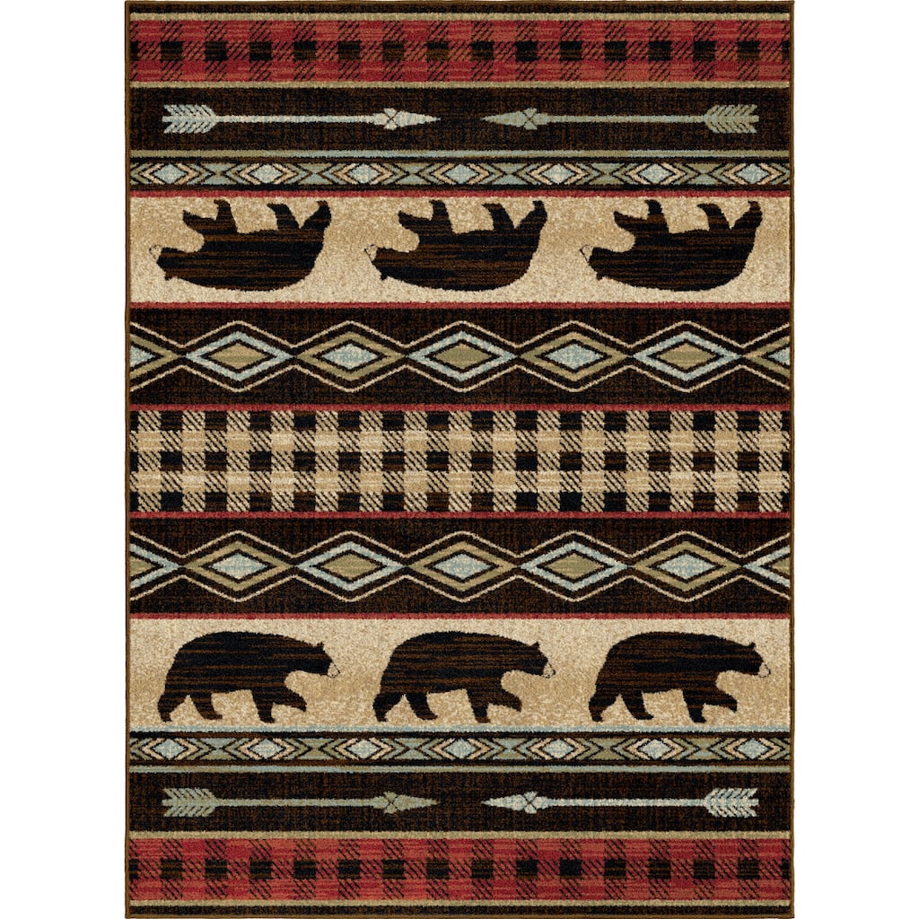 Lodge King Bear Plaid Rug