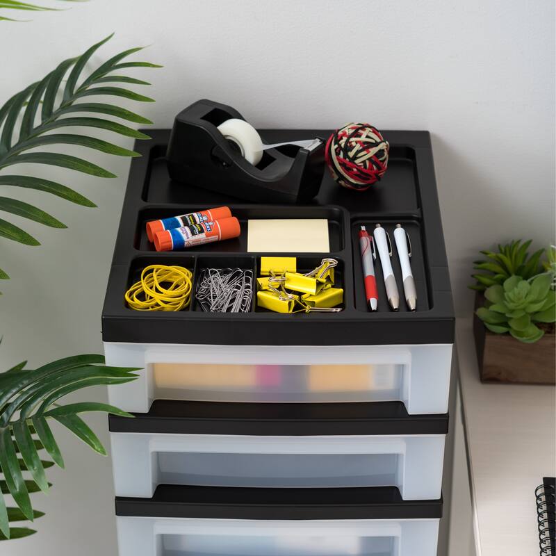 6-Drawer Storage Cart Black/Pearl