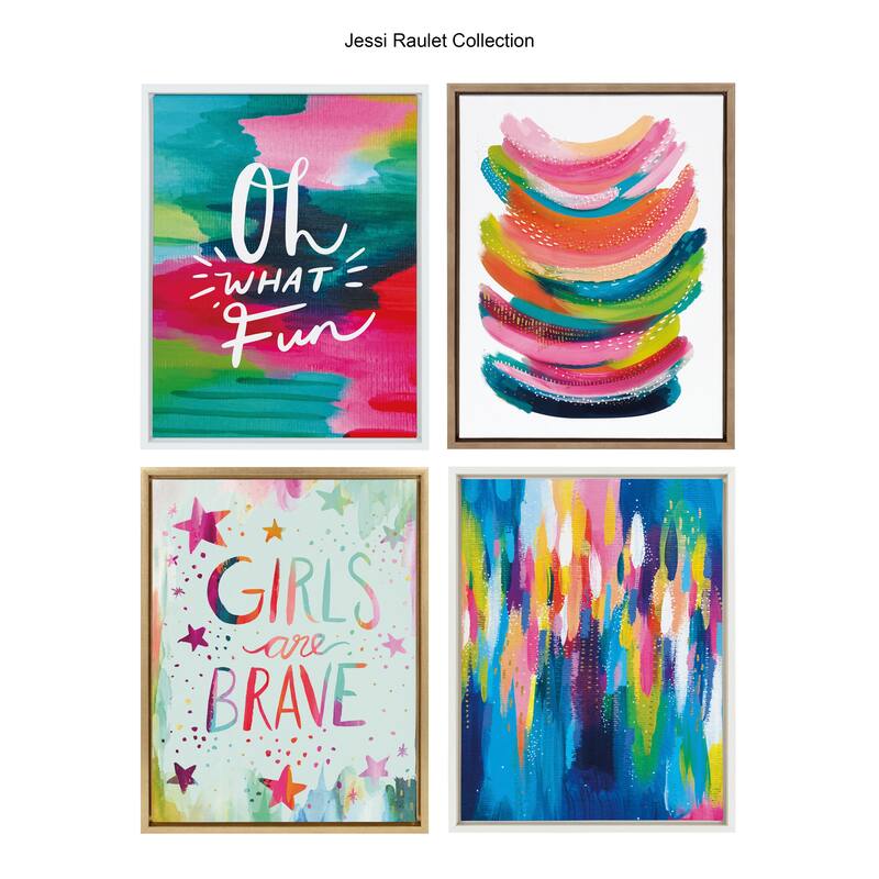 Kate and Laurel Sylvie Bright Abstract Framed Canvas By Jessi Raulet