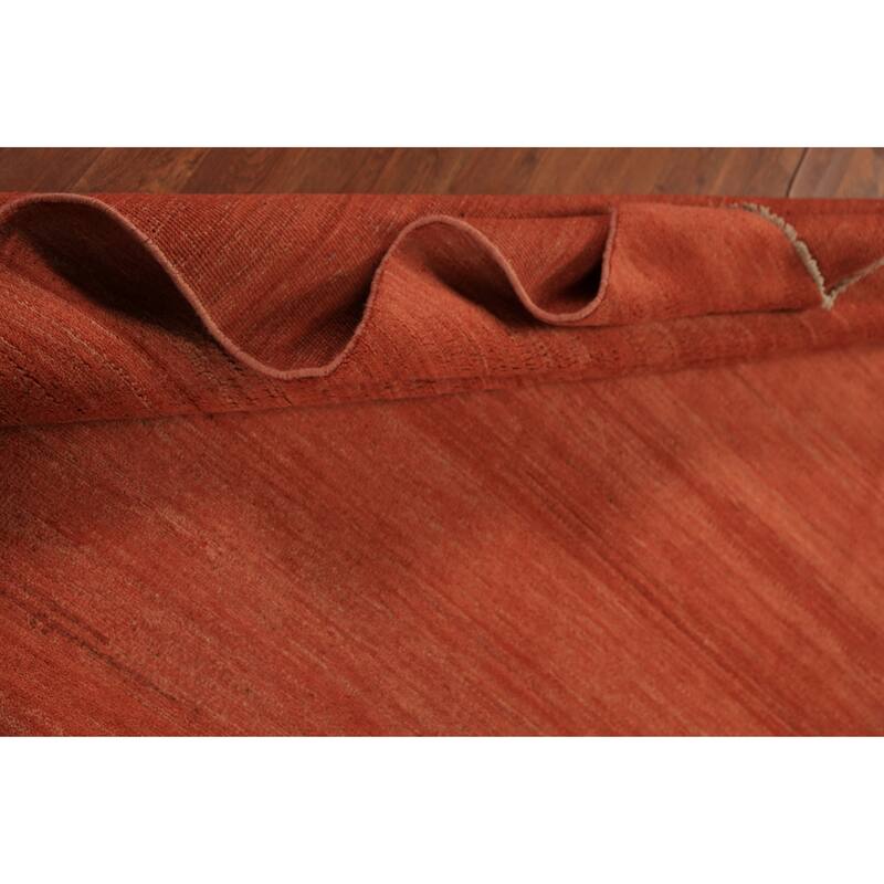 Orange Modern Gabbeh Area Rug Oriental Tribal Hand-Knotted Wool Carpet - 6'5" x 9'9"