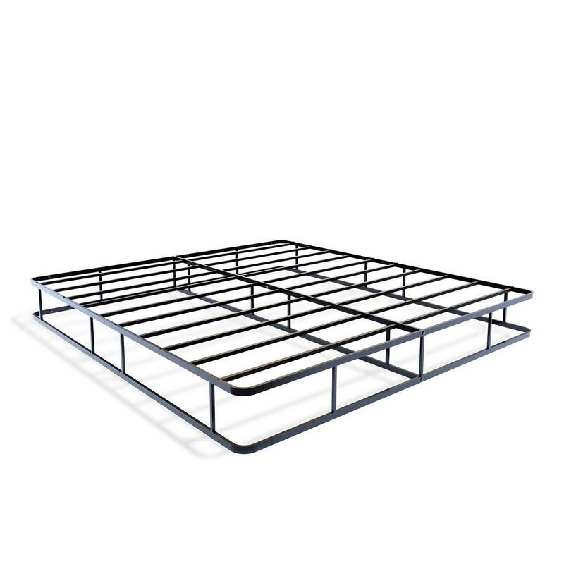 King Bed Frame Metal Platform - Modern Design Headboard Footboard - Black Powder Coated Finish