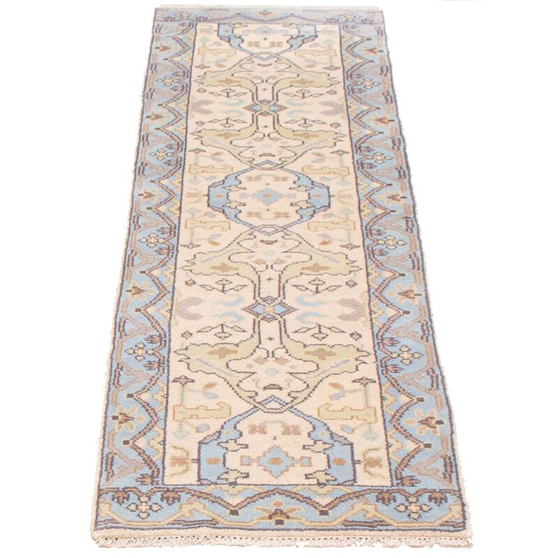 ECARPETGALLERY Hand-knotted Royal Oushak Cream Wool Rug - 2'7 x 7'10
