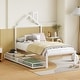 preview thumbnail 1 of 16, Twin Size Metal Platform Bed with 2 Drawers,House-Shaped Headboard Design, White White