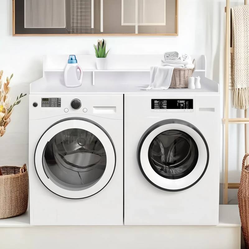 Double Layer Laundry Wood Shelf Topper for Washer and Dryer