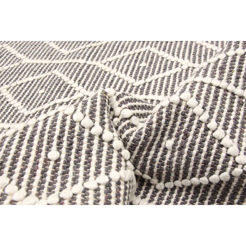 ECARPETGALLERY Braid weave Sienna Grey Wool Rug - 6'2 x 8'11