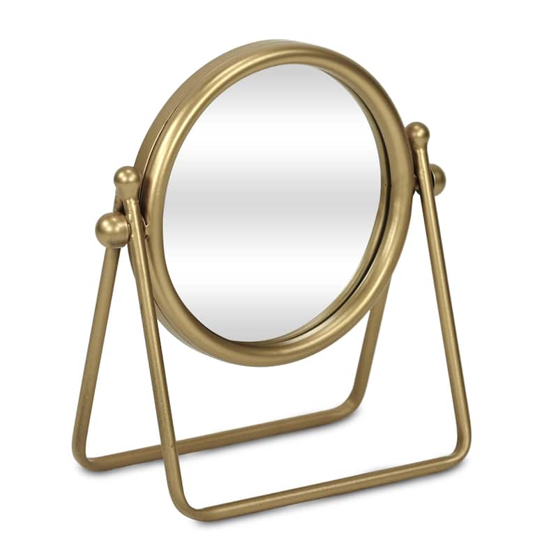 Clarimond 7" Round Swivel Metal Table Mirror - N/A - Gold