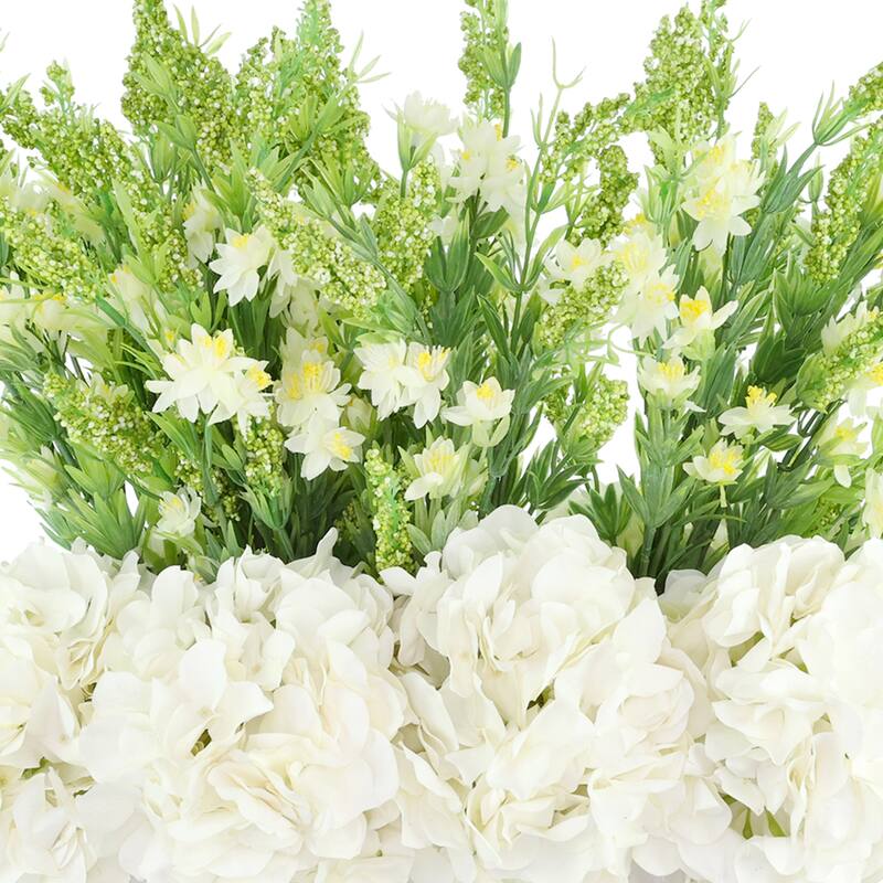 Hydrangeas and Wild Heather in Ceramic Vase - 21